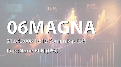 Magna Polonia S.A.: Umowa depozytu bankowego z EFG Eurobank Ergasias SA - 1,5 mln zł (2008-04-21)