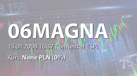 Magna Polonia S.A.: Umowa sprzedaży akcji TB Opakowania SA oraz umowa o przelew wierzytelności na rzecz Witolda Jesionowskiego (2008-04-15)