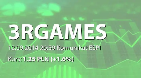 3R Games S.A.: Rezygnacja wiceprzewodniczącego RN (2014-09-12)