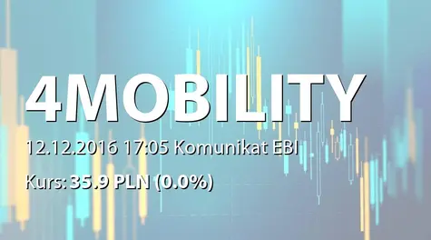 4Mobility S.A.: Korekta raportu EBI 25/2016 (2016-12-12)