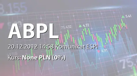 AB S.A.: WZA - podjęte uchwały: podział zysku, wprowadzenie do obrotu akcji serii C2, zmiany w statucie, rozszerzenie działalności  (2012-12-20)
