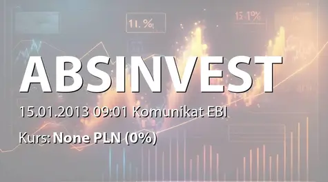 ABS INVESTMENT Alternatywna Spółka Inwestycyjna S.A.: Całkowita spłata kredytu - 695,9 tys. zł (2013-01-15)