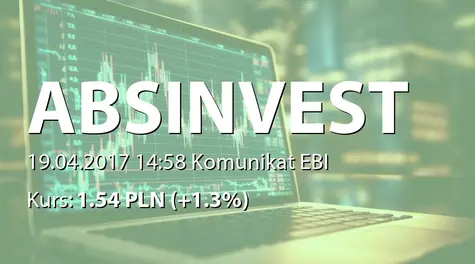 ABS INVESTMENT Alternatywna Spółka Inwestycyjna S.A.: Podsumowanie subskrypcji obligacji serii B (2017-04-19)