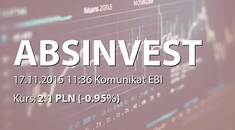 ABS INVESTMENT Alternatywna Spółka Inwestycyjna S.A.: Podwyższenie prognozy finansowej na rok 2015 (2015-11-17)