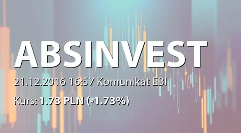 ABS INVESTMENT Alternatywna Spółka Inwestycyjna S.A.: Powołanie członkĂłw RN (2016-12-21)