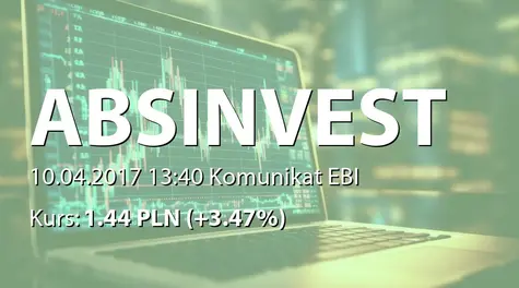 ABS INVESTMENT Alternatywna Spółka Inwestycyjna S.A.: Przydział obligacji serii B (2017-04-10)