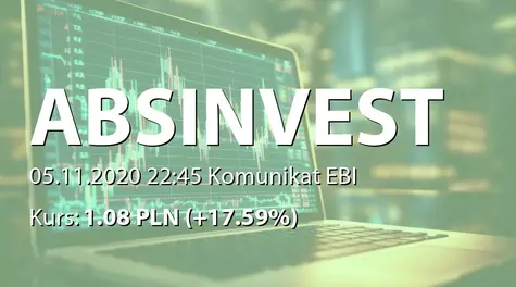 ABS INVESTMENT Alternatywna Spółka Inwestycyjna S.A.: Rejestracja zmian statutu w KRS (brak załącznika) (2020-11-05)