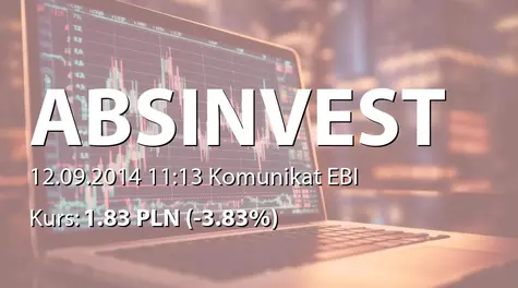 ABS INVESTMENT Alternatywna Spółka Inwestycyjna S.A.: Wniosek wyznaczenie pierwszego dnia notowania obligacji serii A (2014-09-12)