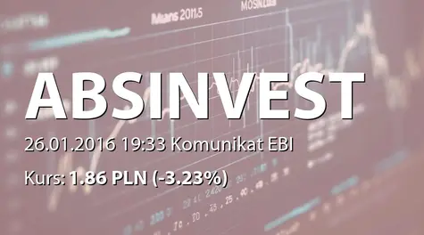 ABS INVESTMENT Alternatywna Spółka Inwestycyjna S.A.: Wypłata odsetek od obligacji serii A (2016-01-26)
