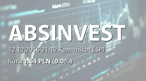 ABS INVESTMENT Alternatywna Spółka Inwestycyjna S.A.: Zakup akcji własnych (2016-12-12)
