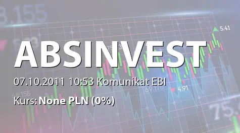 ABS INVESTMENT Alternatywna Spółka Inwestycyjna S.A.: Zaopiniowanie przez RN decyzji o odstąpieniu od konsolidowania sprawozdań finansowych (2011-10-07)