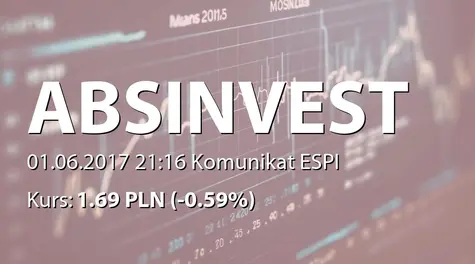 ABS INVESTMENT Alternatywna Spółka Inwestycyjna S.A.: ZWZ - projekty uchwał: wypłata dywidendy - 0,04 PLN, zmiany w RN (2017-06-01)