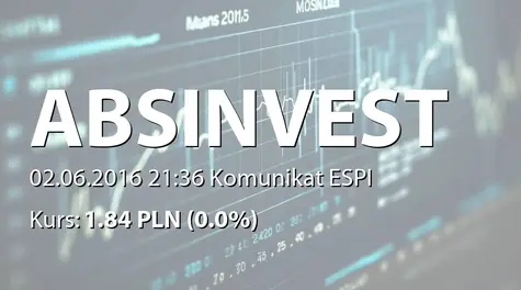 ABS INVESTMENT Alternatywna Spółka Inwestycyjna S.A.: ZWZ - projekty uchwał: wypłata dywidendy - 0,06 PLN, zmiany w RN  (2016-06-02)