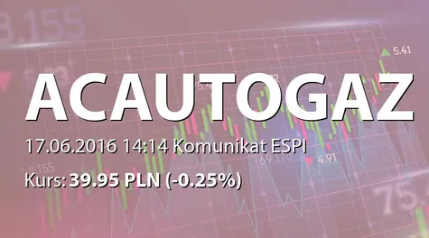 AC S.A.: Łączna wartość umów z Auto Gas Global Trading Ltd. - 18,5 mln PLN (2016-06-17)