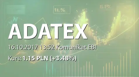 Adatex S.A.: Korekta raportu ESPI 28/2017 (2017-10-16)