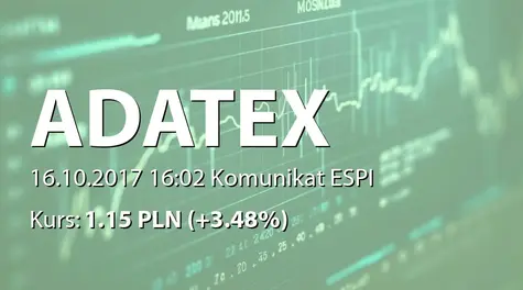 Adatex S.A.: Korekta raportu ESPI 38/2017 (2017-10-16)