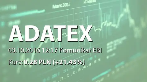 Adatex S.A.: ZakoĹczenie wspĂłłpracy z Autoryzowanym DoradcÄ (2016-10-03)