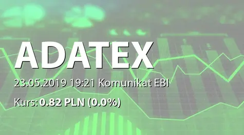 Adatex S.A.: Zmiana terminu przekazania SA-R 2018 i SA-RS 2018 (2019-05-23)