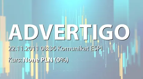 ADVERTIGO S.A.: Zawiadomienie o zmianie o co najmniej 1% udziału ponad 33% w ogólnej liczbie głosów w AD MUSIC S.A. (2011-11-22)