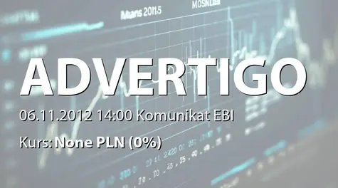 ADVERTIGO S.A.: Zmiana terminu przekazania raportu SA-Q3 2012 (2012-11-06)