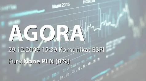 Agora S.A.: Akcje w posiadaniu Agora Holding sp. z o.o.  (2009-12-29)