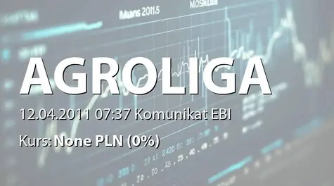 Agroliga Group PLC: Signing an agreement for the purchase of the oil refining equipment (2011-04-12)