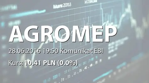 Agromep S.A.: ZWZ - podjÄte uchwały: podział zysku, zmiany w RN (2016-06-28)