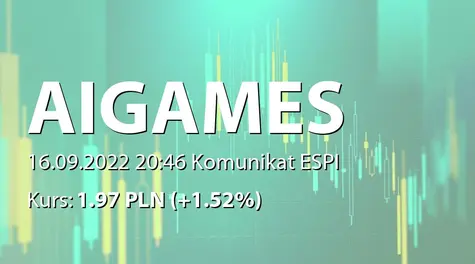 ALL IN! GAMES S.A.: Rejestracja w KRS podwyższenia kapitału  spółki zależnej (2022-09-16)