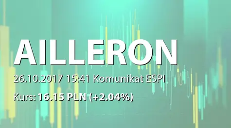 Ailleron S.A.: Przejęcie działalności spółki holenderskiej Hoteliga BV (2017-10-26)