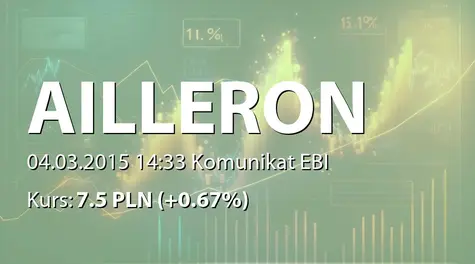 Ailleron S.A.: Zezwolenie na prowadzenie działalności w SSE Kraków (2015-03-04)