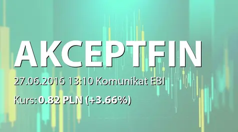 Akcept Finance S.A.: Korekta raportu EBI 20/2016 (2016-06-27)