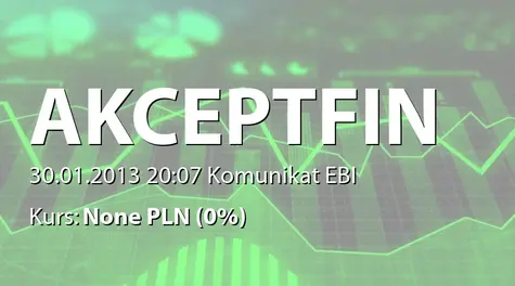 Akcept Finance S.A.: Postanowienie sądu utrzymującego w mocy nakaz zapłaty wydany wobec kontrahenta (2013-01-30)