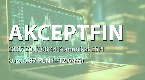 Akcept Finance S.A.: Umowa faktoringowa - 0,3 mln PLN (2017-07-20)