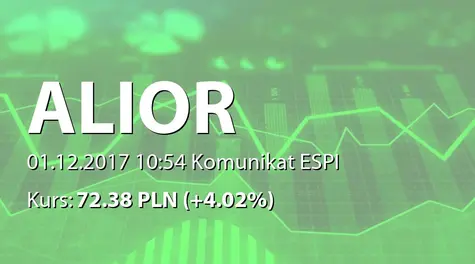 Alior Bank S.A.: Decyzja KNF o zakwalifikowaniu do kalkulacji kapitału Tier II środków z emisji obligacji serii K i K1 (2017-12-01)