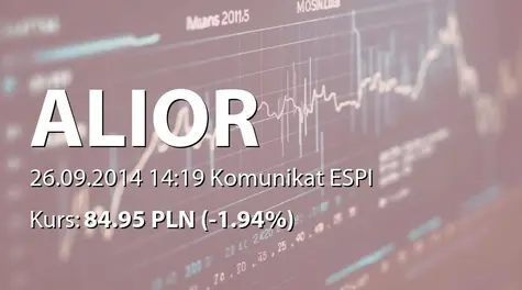 Alior Bank S.A.: Emisja obligacji serii F  (2014-09-26)