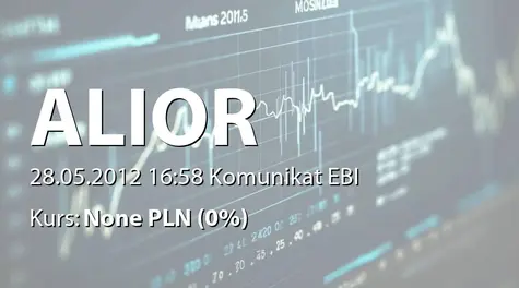 Alior Bank S.A.: Publikacja skróconego śródrocznego jednostkowego sprawozdania finansowego za I kw. 2012r. (2012-05-28)