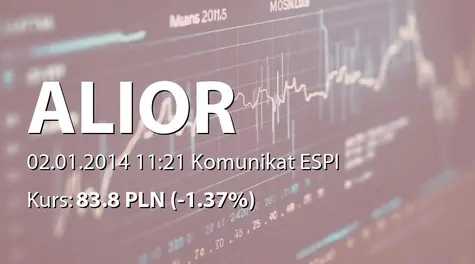 Alior Bank S.A.: Rejestracja podwyższenia kapitału i zmian Statutu w KRS (2014-01-02)