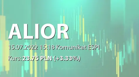 Alior Bank S.A.: Wpływ ustawy o finansowaniu społecznościowym dla przedsięwzięć gospodarczych i pomocy kredytobiorcom na wyniki finansowe w III kwartale 2022 (2022-07-15)