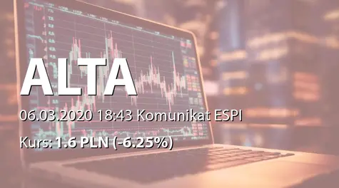 ALTA S.A.: Dopuszczenie i wprowadzenie do obrotu akcji serii G (2020-03-06)