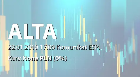 ALTA S.A.: Terminy przekazania raportów okresowych w 2010 r. (2010-01-22)