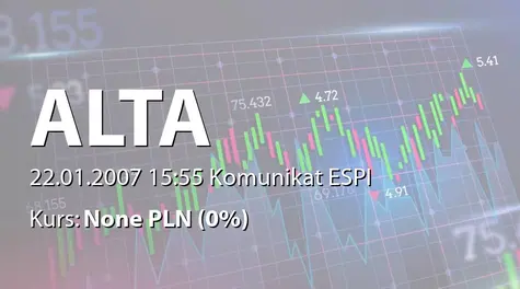 ALTA S.A.: Terminy przekazania raportów okresowych za 2007 r. (2007-01-22)