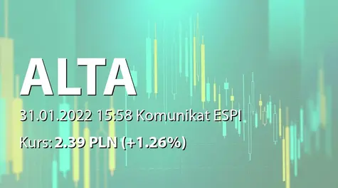 ALTA S.A.: Terminy przekazywania raportów okresowych w 2022 roku (2022-01-31)