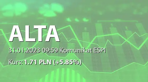 ALTA S.A.: Terminy przekazywania raportów okresowych w 2023 roku (2023-01-31)