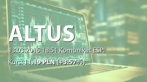 Altus S.A.: Informacja z Urzędu KNF o braku konieczności  złożenia zawiadomień o funduszach inwestycyjnych w związku z połączeniem zTFI SKOK SA (2015-03-13)