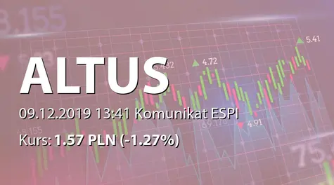 Altus S.A.: Korekta raportu ESPI 57/2019 (2019-12-09)