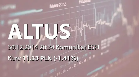 Altus S.A.: Objęcie akcji serii E w ramach zarejestrowanego kapitału warunkowego (2014-12-30)