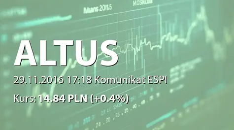 Altus S.A.: Ogłoszenie oferty skupu akcji własnych (2016-11-29)