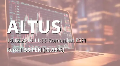 Altus S.A.: Przejęcie zarządzania funduszem inwestycyjnym. (2019-12-10)