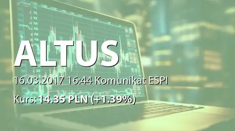 Altus S.A.: Przejęcie zarządzania funduszem inwestycyjnym (2017-03-16)