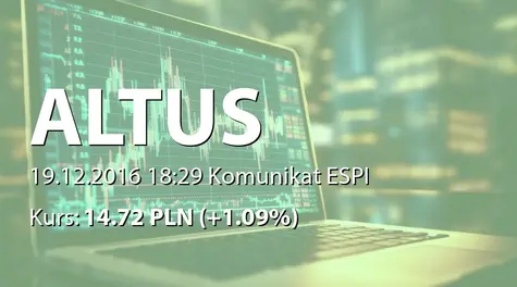 Altus S.A.: Przyjęcie jednolitego tekstu statutu (2016-12-19)